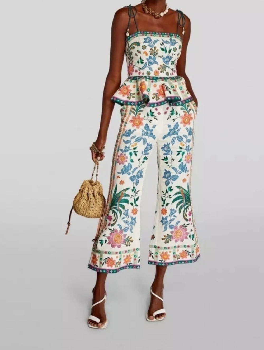 House of Harlow 1960 Floral Multicolor Linen Top & Pants